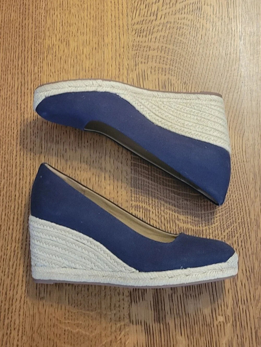 J. Crew Factory Canvas Espadrille Wedges - Navy